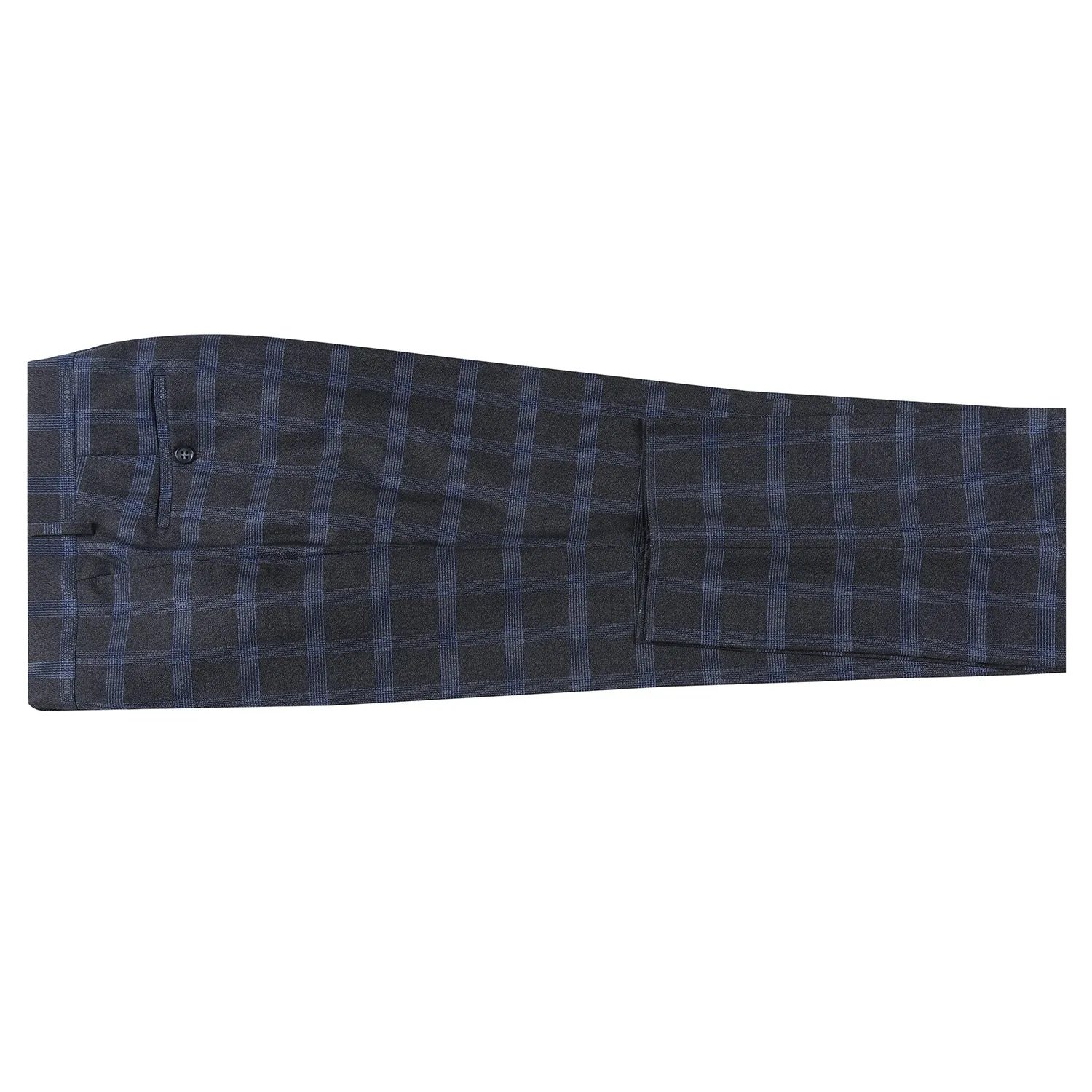 Stretch Performance Single Breasted SLIM FIT Suit in Charcoal and Blue Plaid (Short, Regular, and Long Available) by English Lau