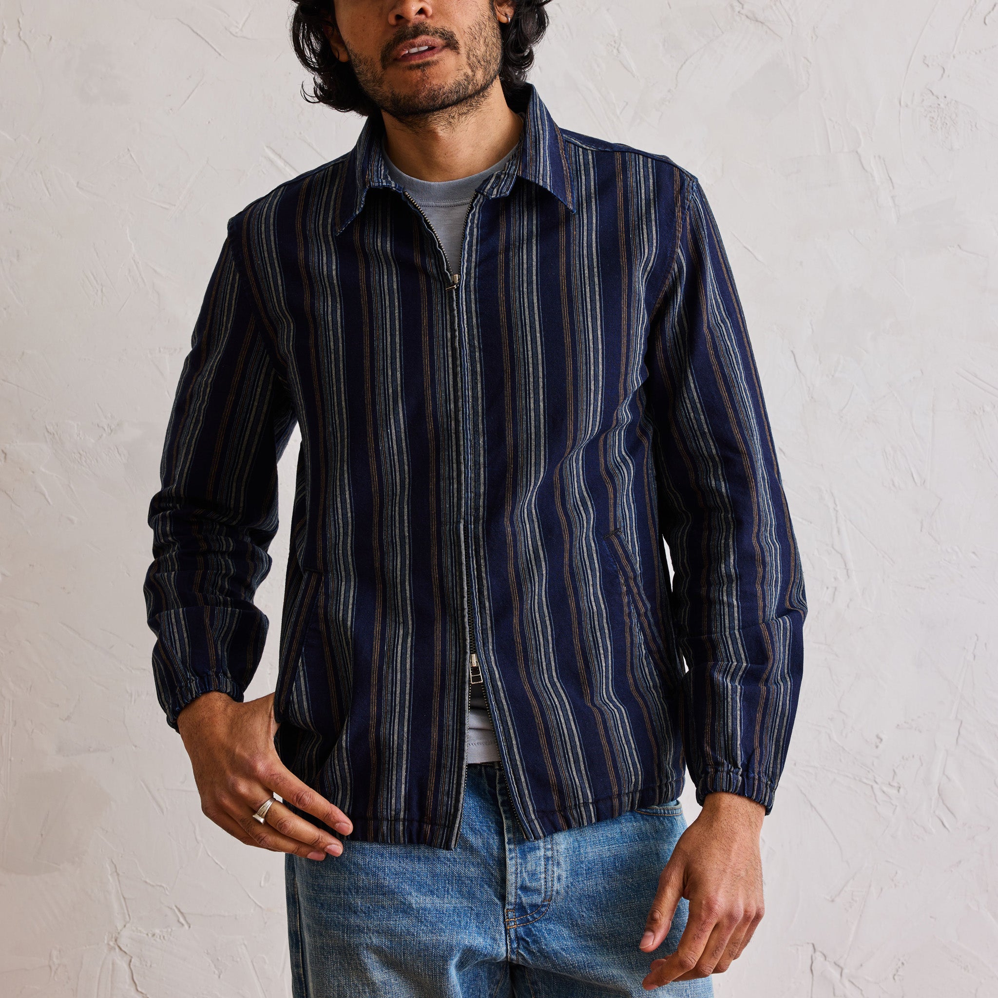 The Clark Jacket in Indigo Stripe