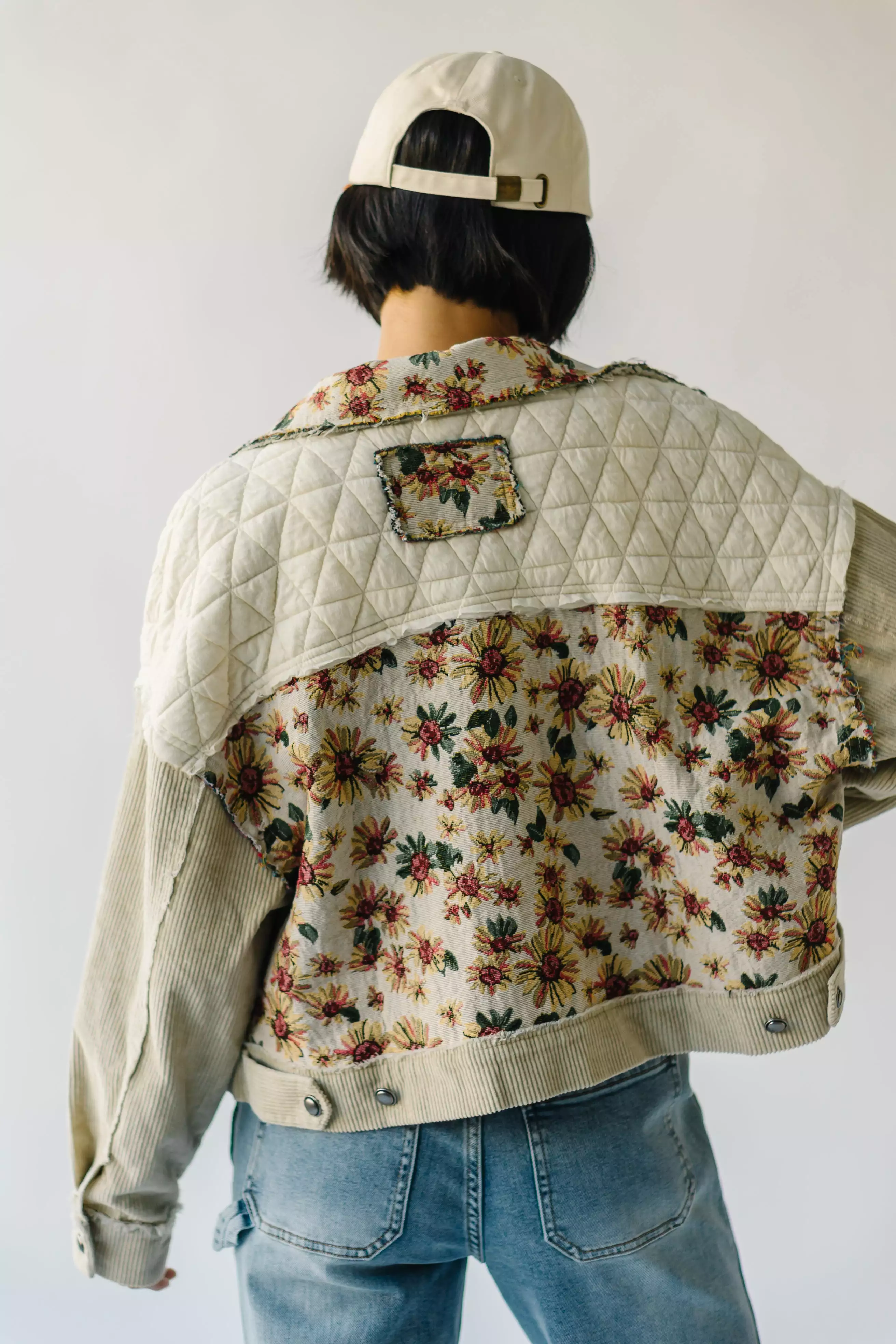 The Dawkins Quilt Panel Jacket in Beige Multi