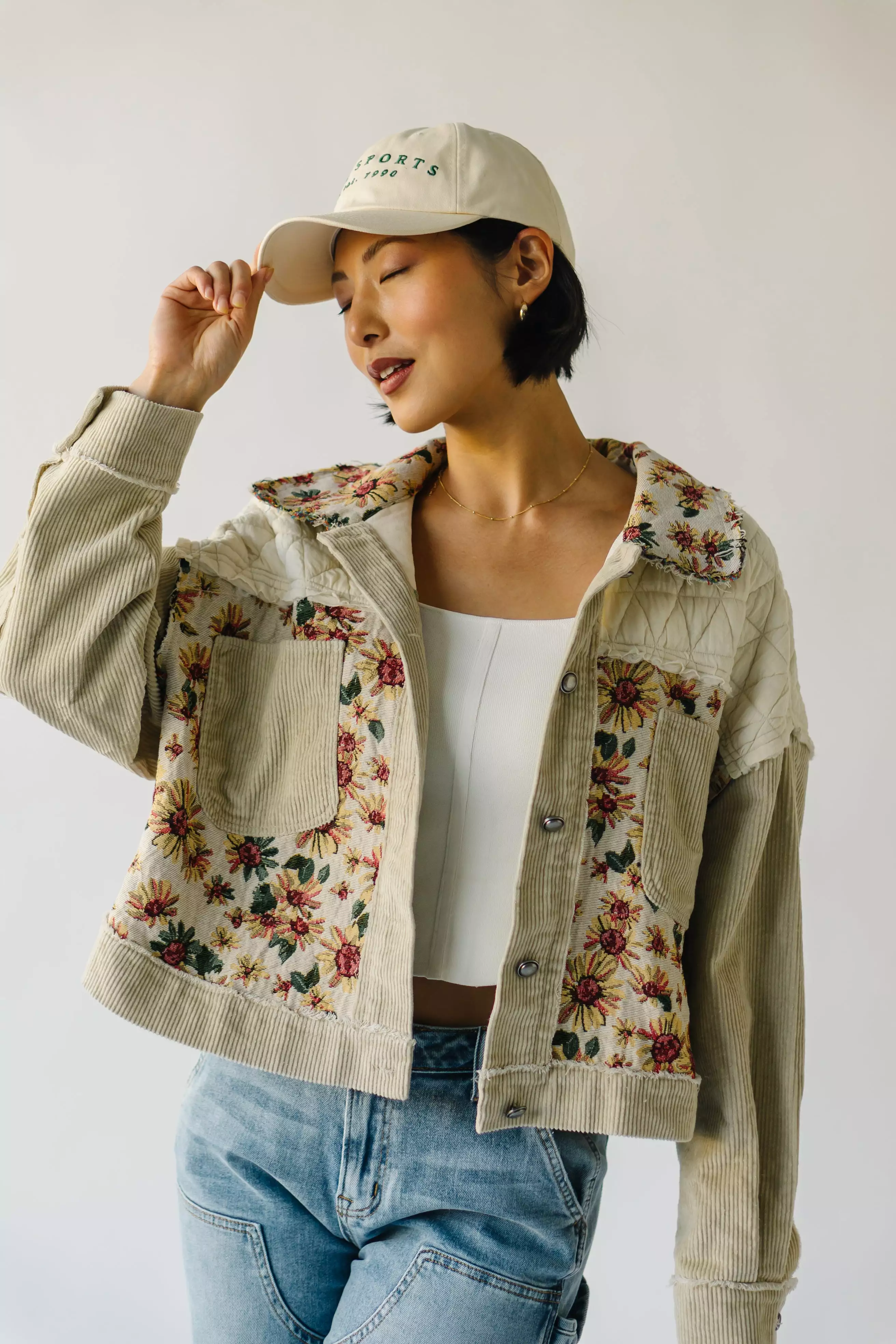 The Dawkins Quilt Panel Jacket in Beige Multi