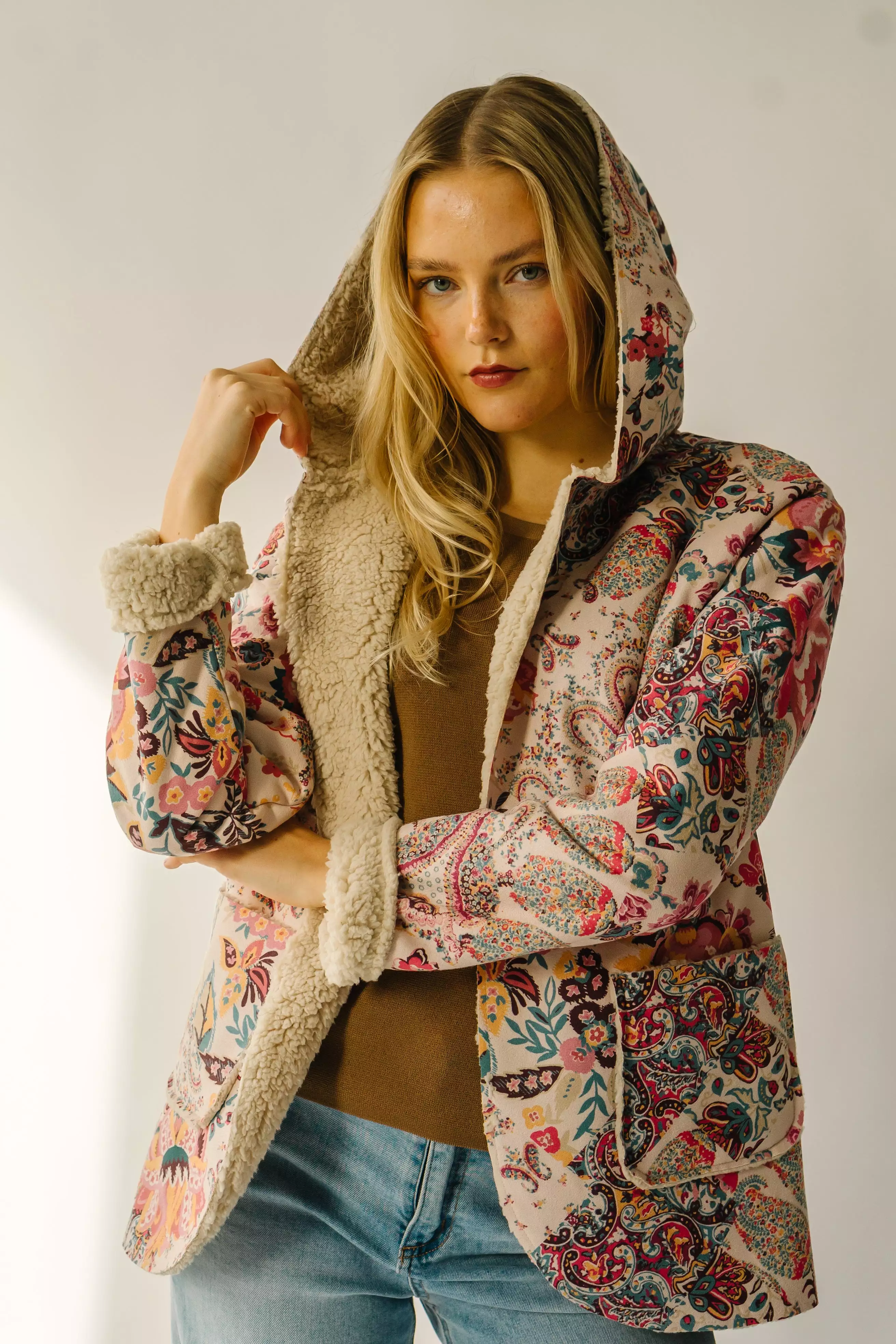 The Dudley Paisley Printed Jacket in Natural + Red