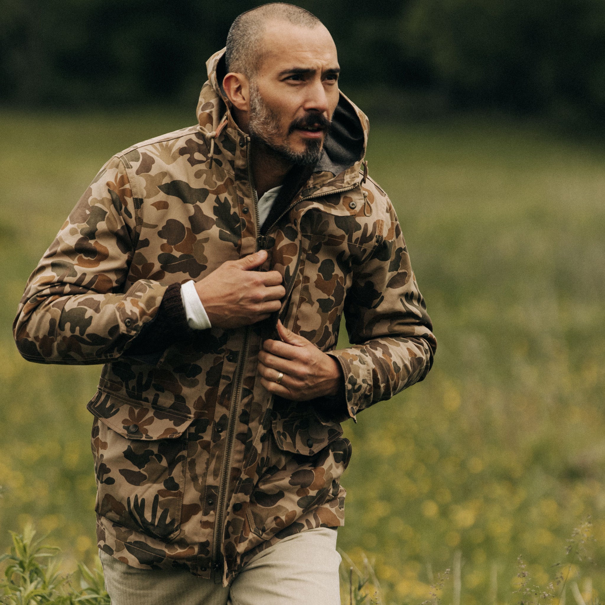 The Explorer Jacket in Vintage Arid Camo Dry Wax