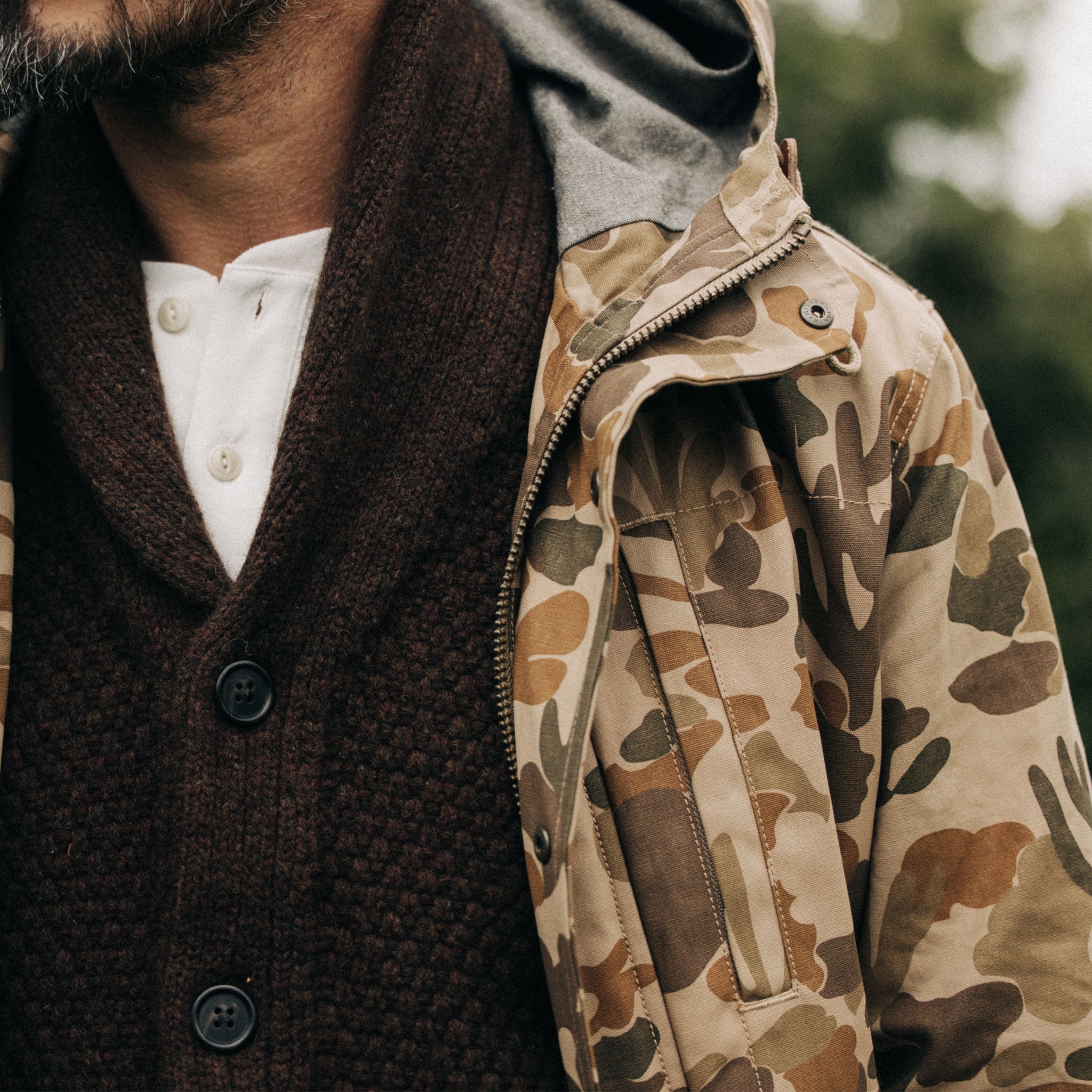 The Explorer Jacket in Vintage Arid Camo Dry Wax