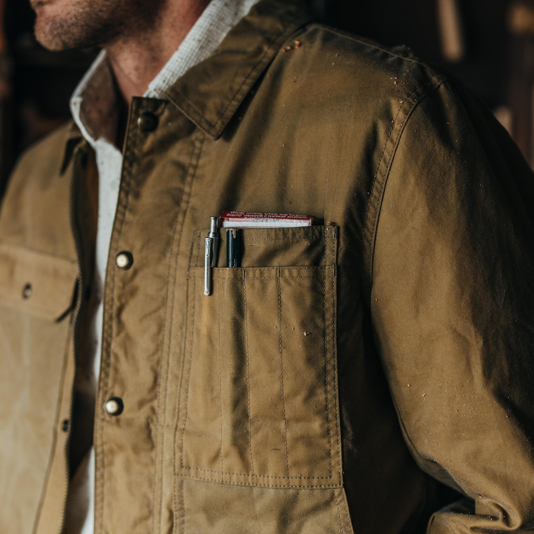 The Lined Longshore Jacket in Harvest Tan Waxed Canvas