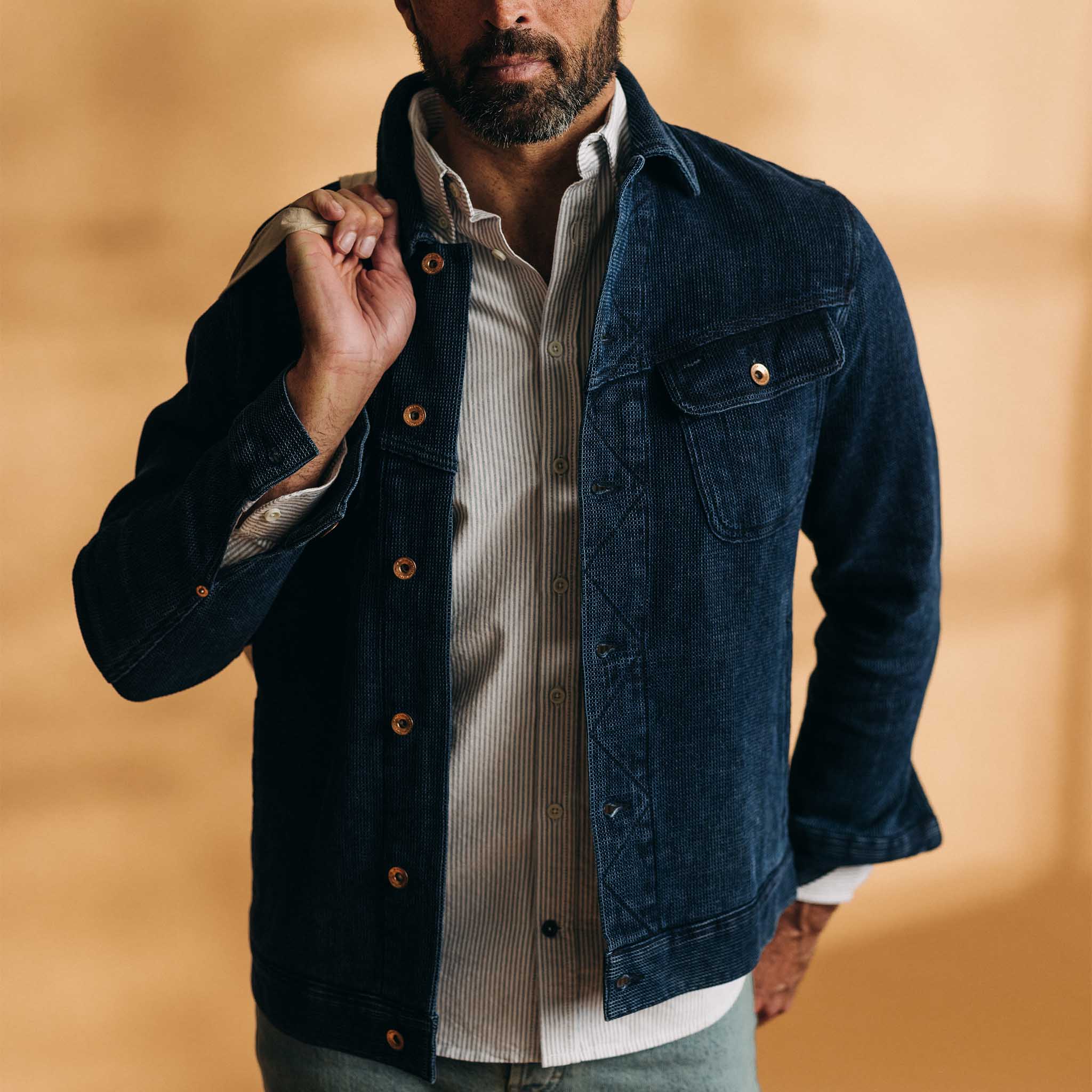 The Long Haul Jacket in Indigo Waffle