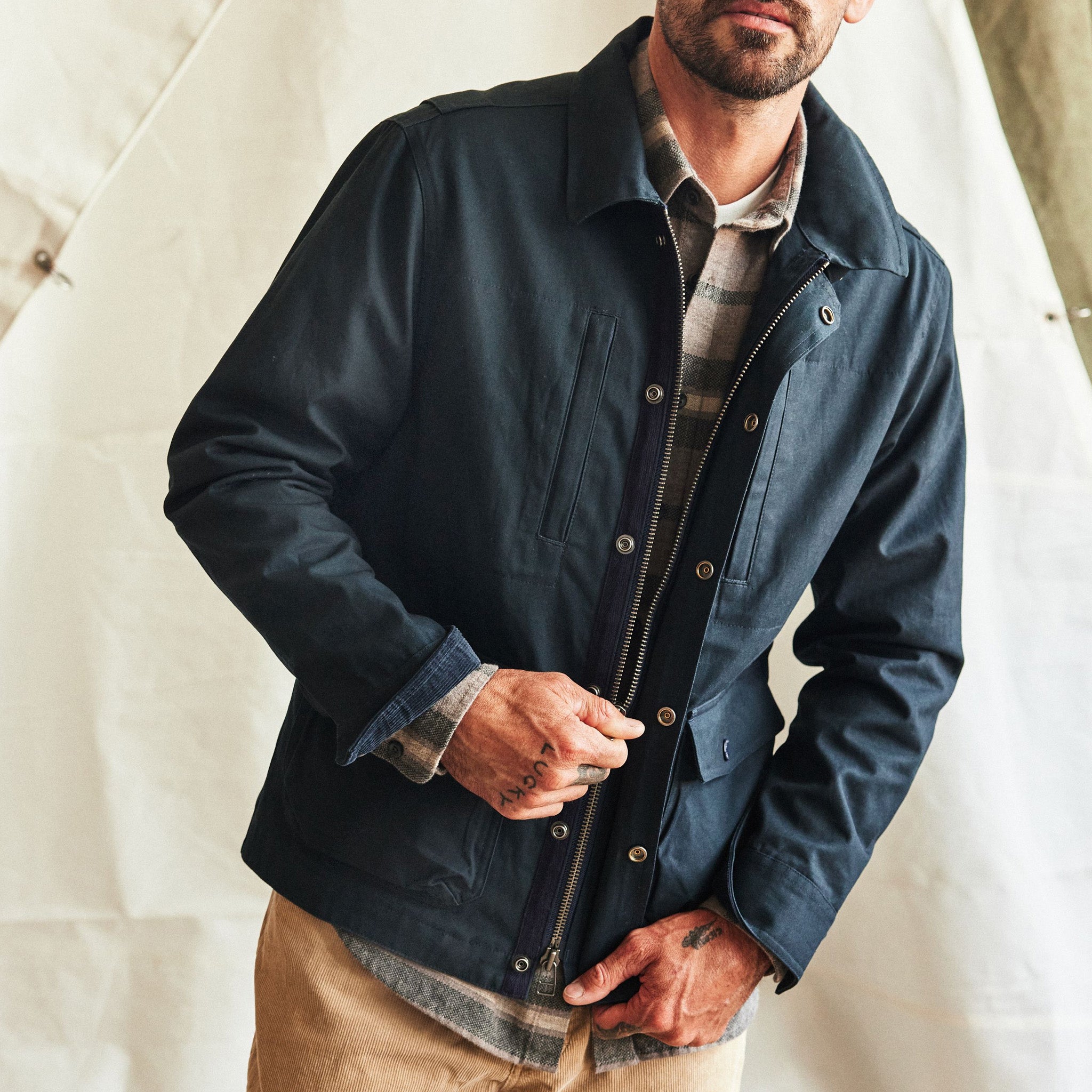 The Pathfinder Jacket in Dark Navy Dry Wax