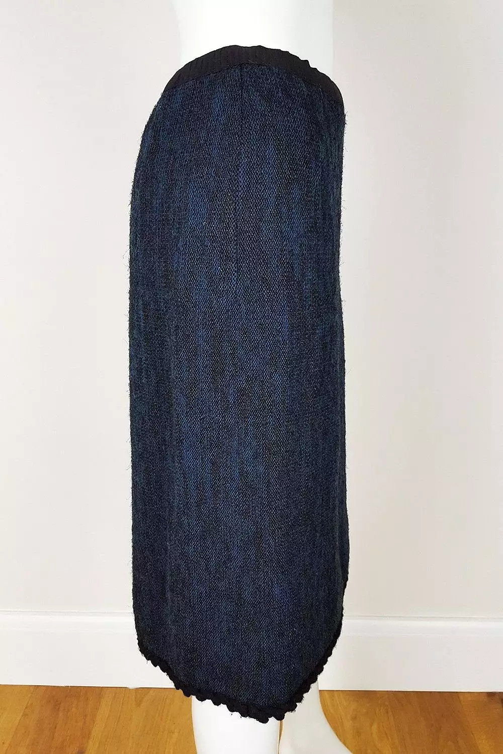 UNLABELLED Blue Wool and Metal Pencil Skirt (UK 08)