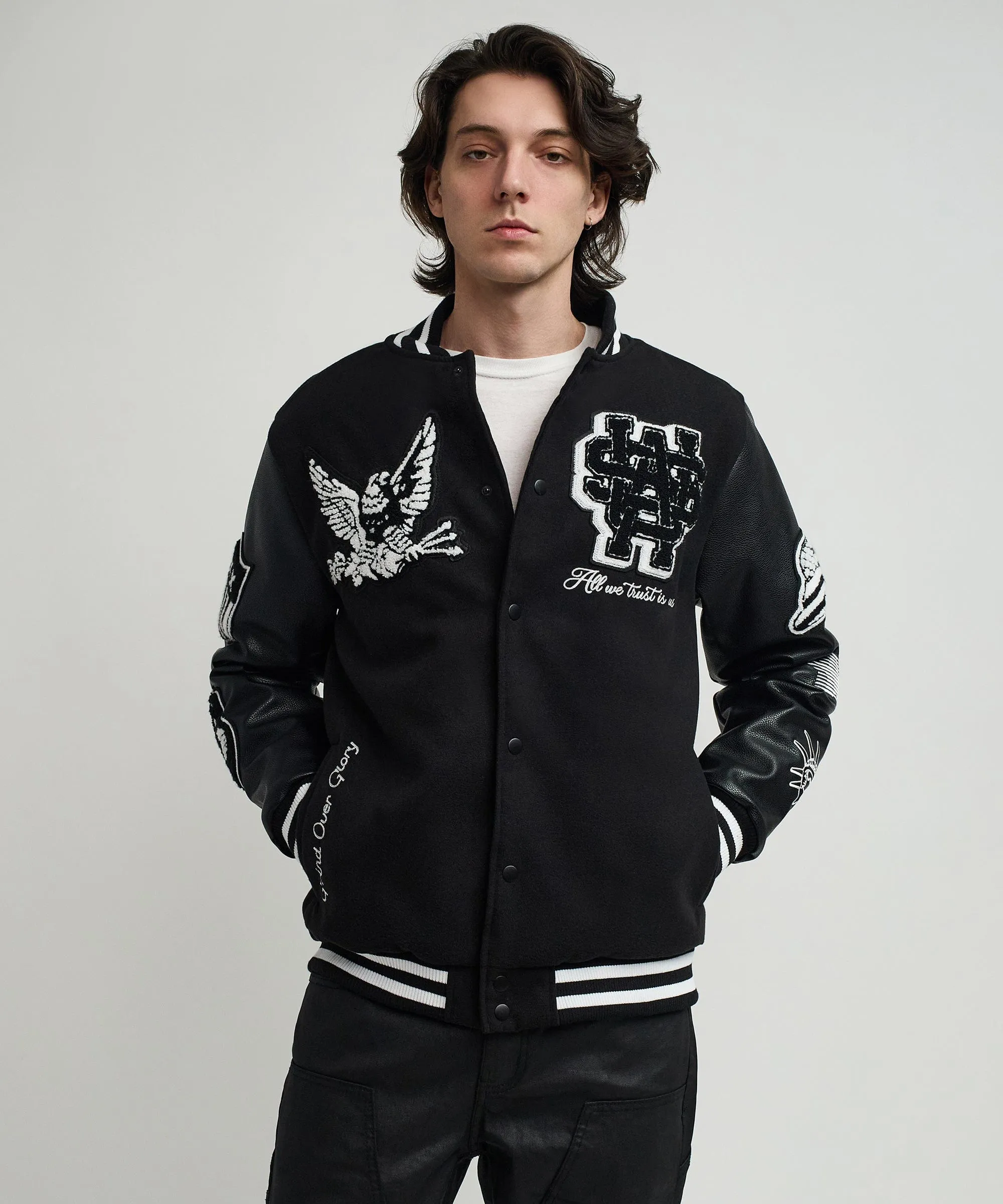 USA Wool Varsity Jacket - Black