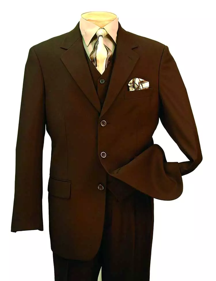 Vinci Regular Fit 3 Piece Single Breasted Suit (Brown) 3TR-3