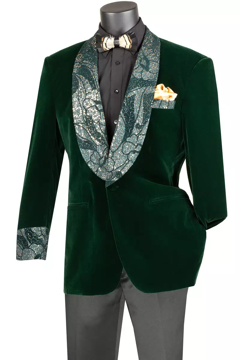 Vinci Regular Fit Single Breasted Velvet Sport Coat (Emerald) BF-5