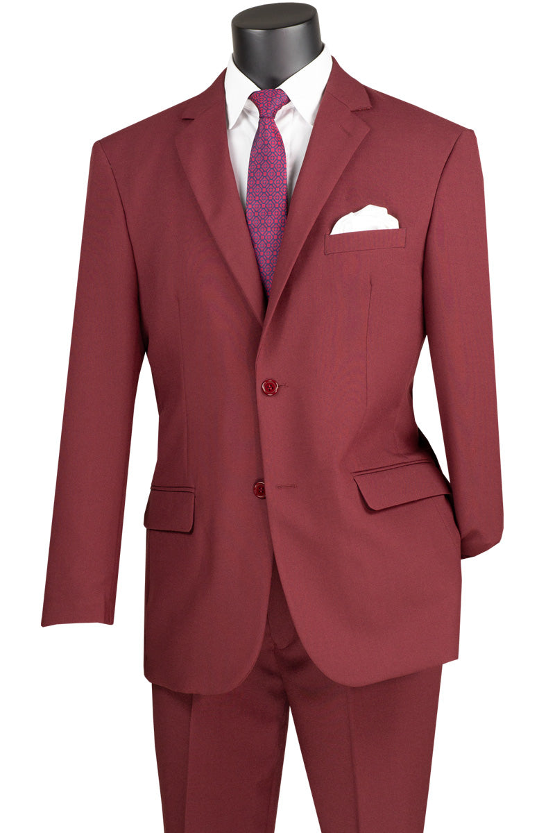 Vinci Single Breasted Poplin Dacron Suit (Burgundy) 2PP