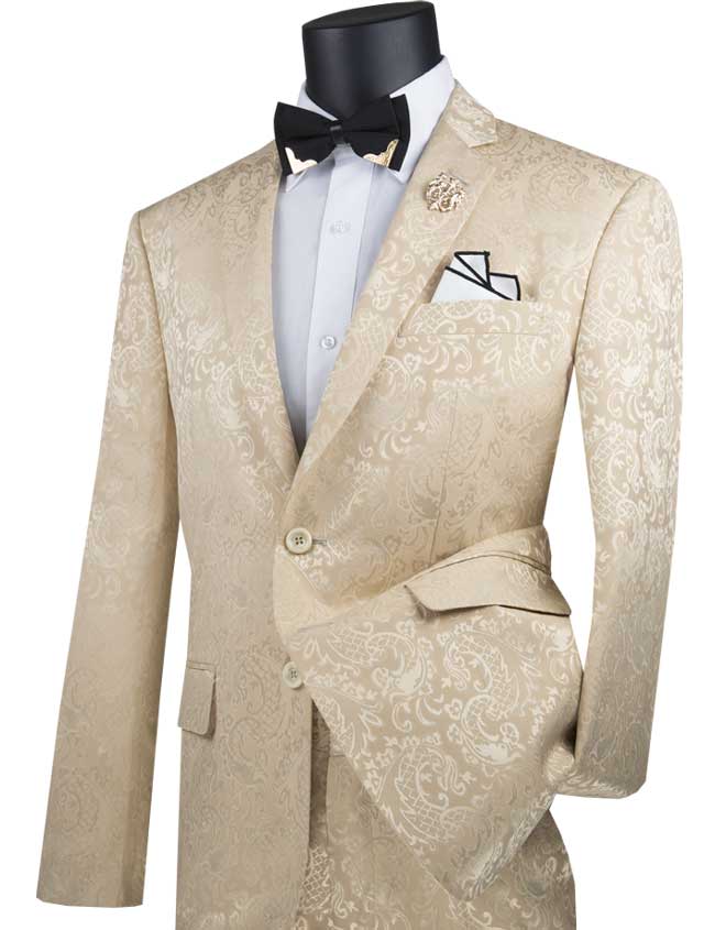 Vinci Slim Fit 2 Piece Single Breasted Suit (Beige) S2F-1