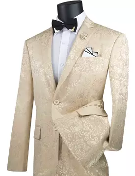 Vinci Slim Fit 2 Piece Single Breasted Suit (Beige) S2F-1