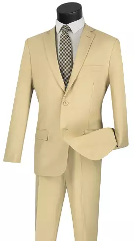 Vinci Ultra Slim Fit Single Breasted 2 Button Suit (Beige) US-2PP