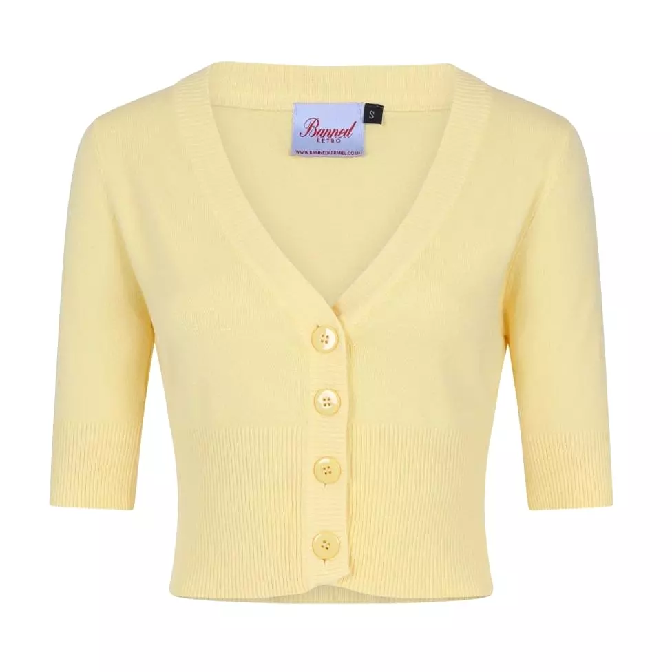 Vintage Half Sleeve Yellow Cardigan