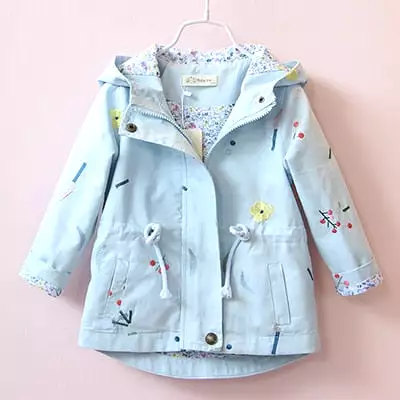 Windbreaker Flower Embroidery Hooded Jacket