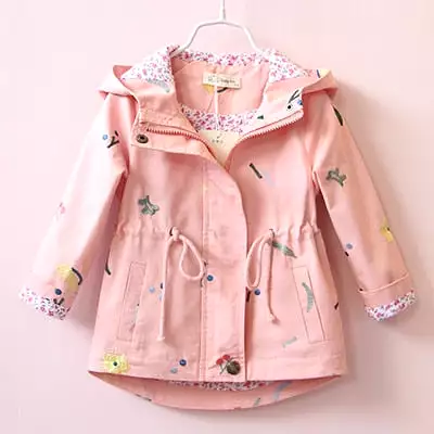 Windbreaker Flower Embroidery Hooded Jacket