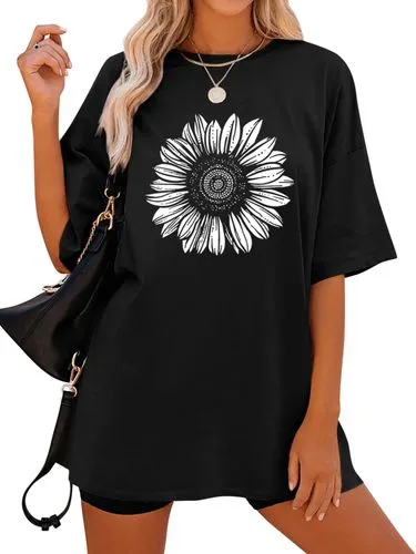 Women's T-shirt Half Sleeve T-shirts Printing Casual Sunflower