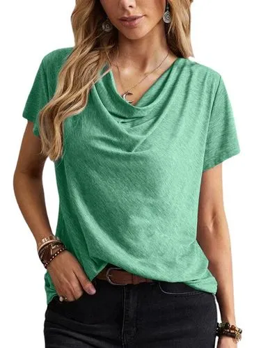 Women's T-shirt Short Sleeve T-shirts Patchwork Casual Solid Color