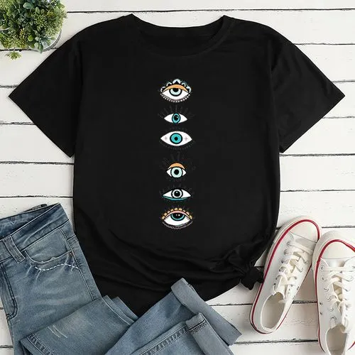 Women's T-shirt Short Sleeve T-shirts Printing Casual Eye