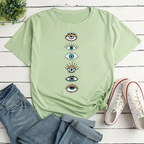 Women's T-shirt Short Sleeve T-shirts Printing Casual Eye