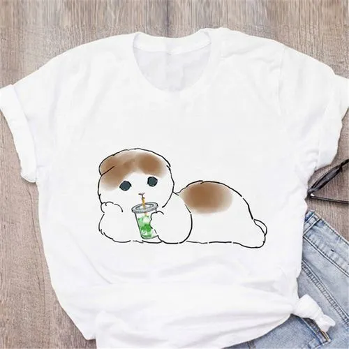 Women's T Shirt Short Sleeve T-shirts Printing Casual Fruit Cat