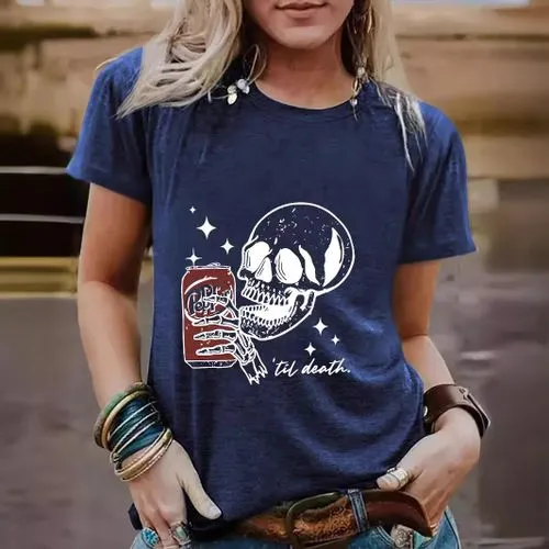 Women's T-shirt Short Sleeve T-Shirts Printing Streetwear Skull