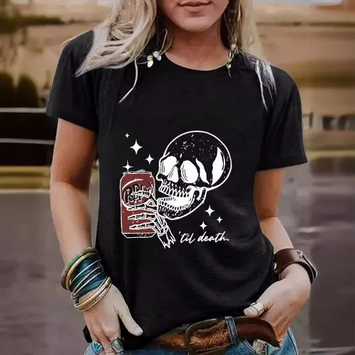 Women's T-shirt Short Sleeve T-Shirts Printing Streetwear Skull