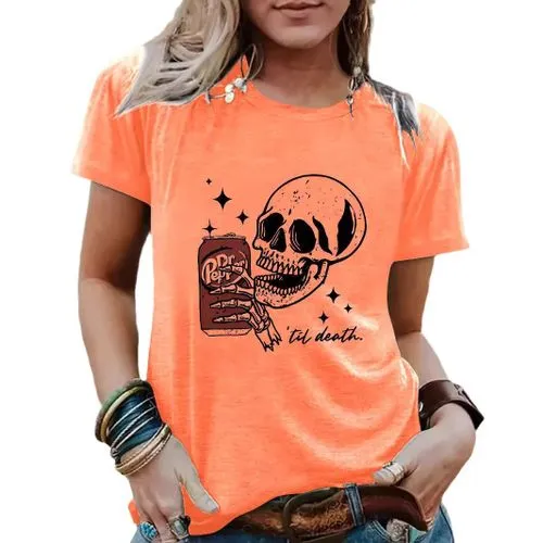 Women's T-shirt Short Sleeve T-Shirts Printing Streetwear Skull