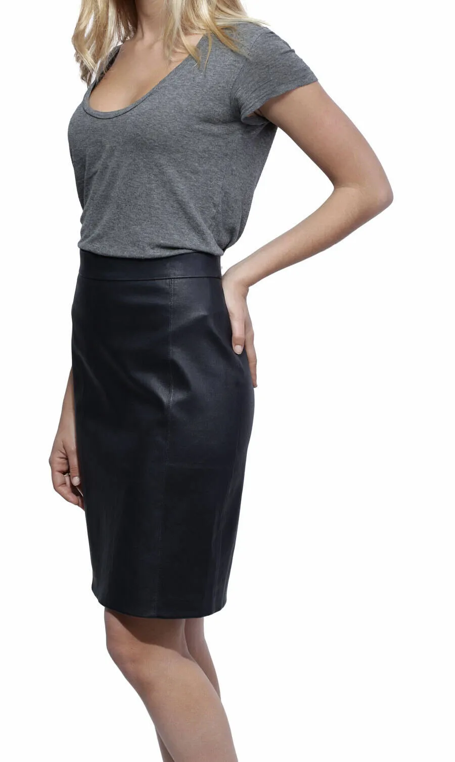 Women's black stretch leather skirt melinda