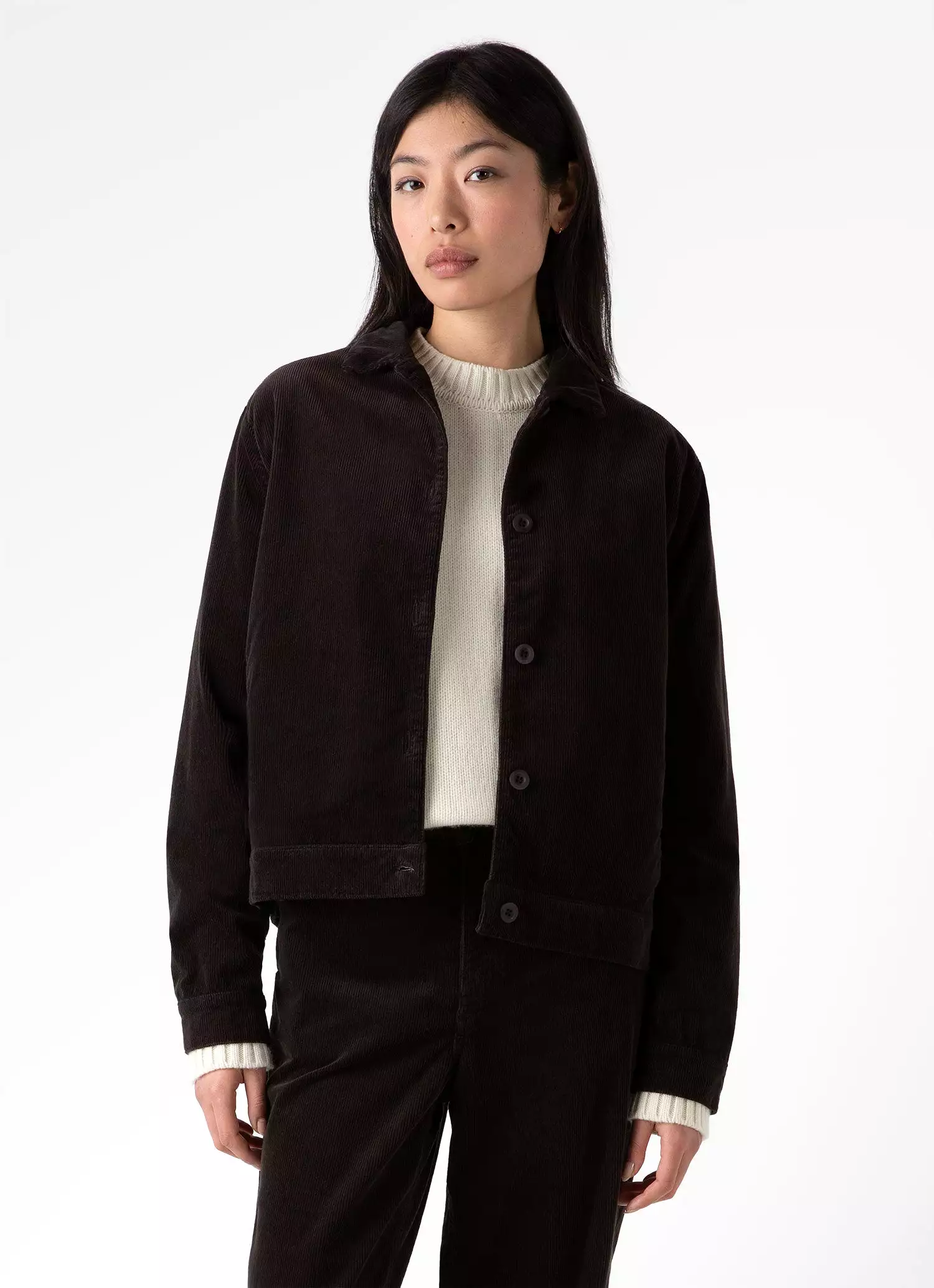 Women's Corduroy Boxy Jacket in Coffee