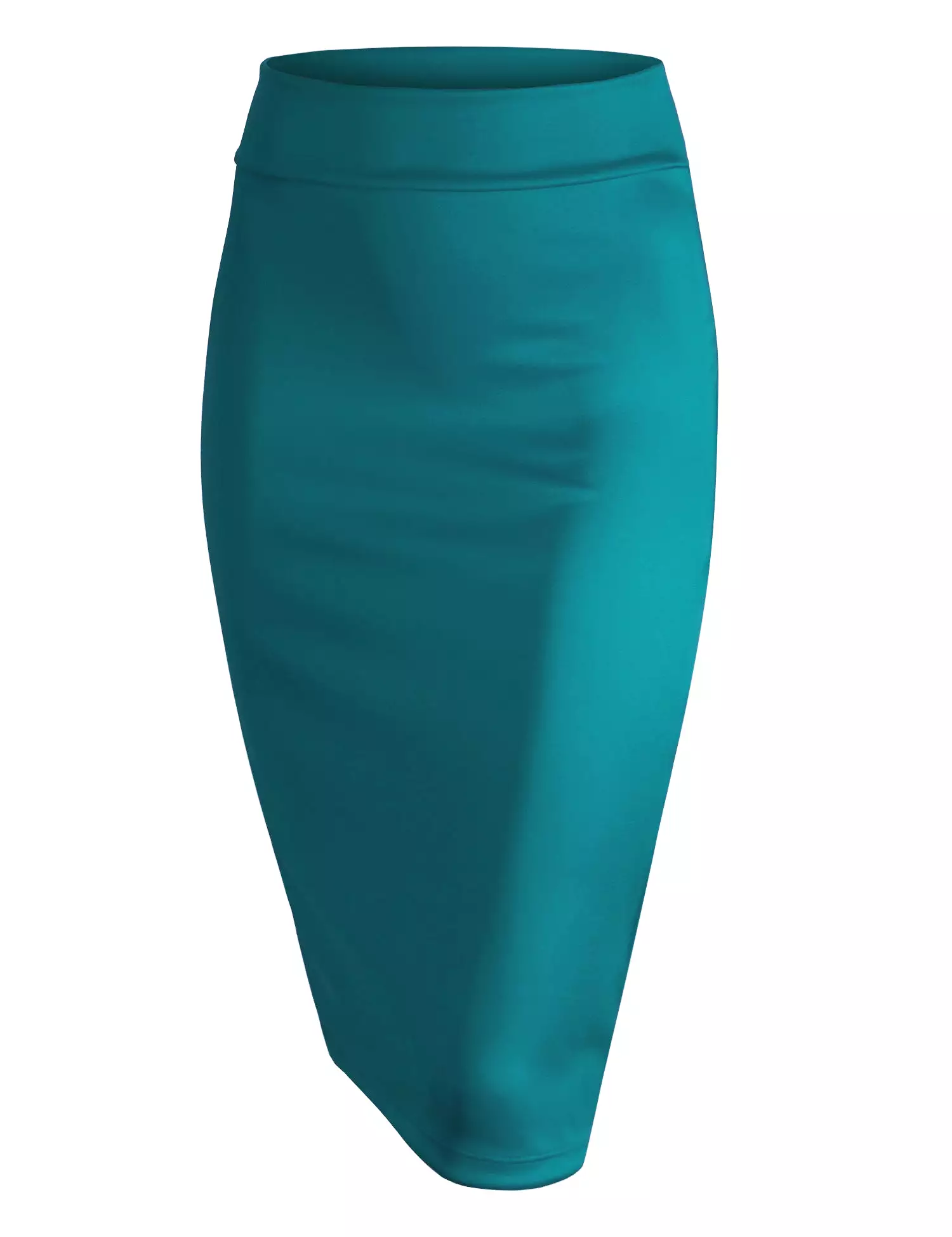 Women's Elastic Waist Stretch Bodycon Midi Knee Length Pencil Skirt