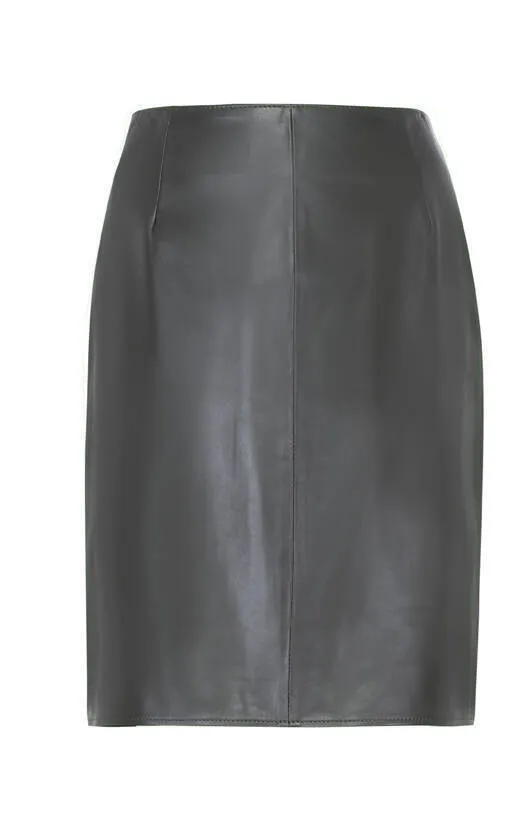 Women's khaki adelaide leather skirt