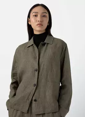 Women's Linen Twin Pocket Jacket in Khaki