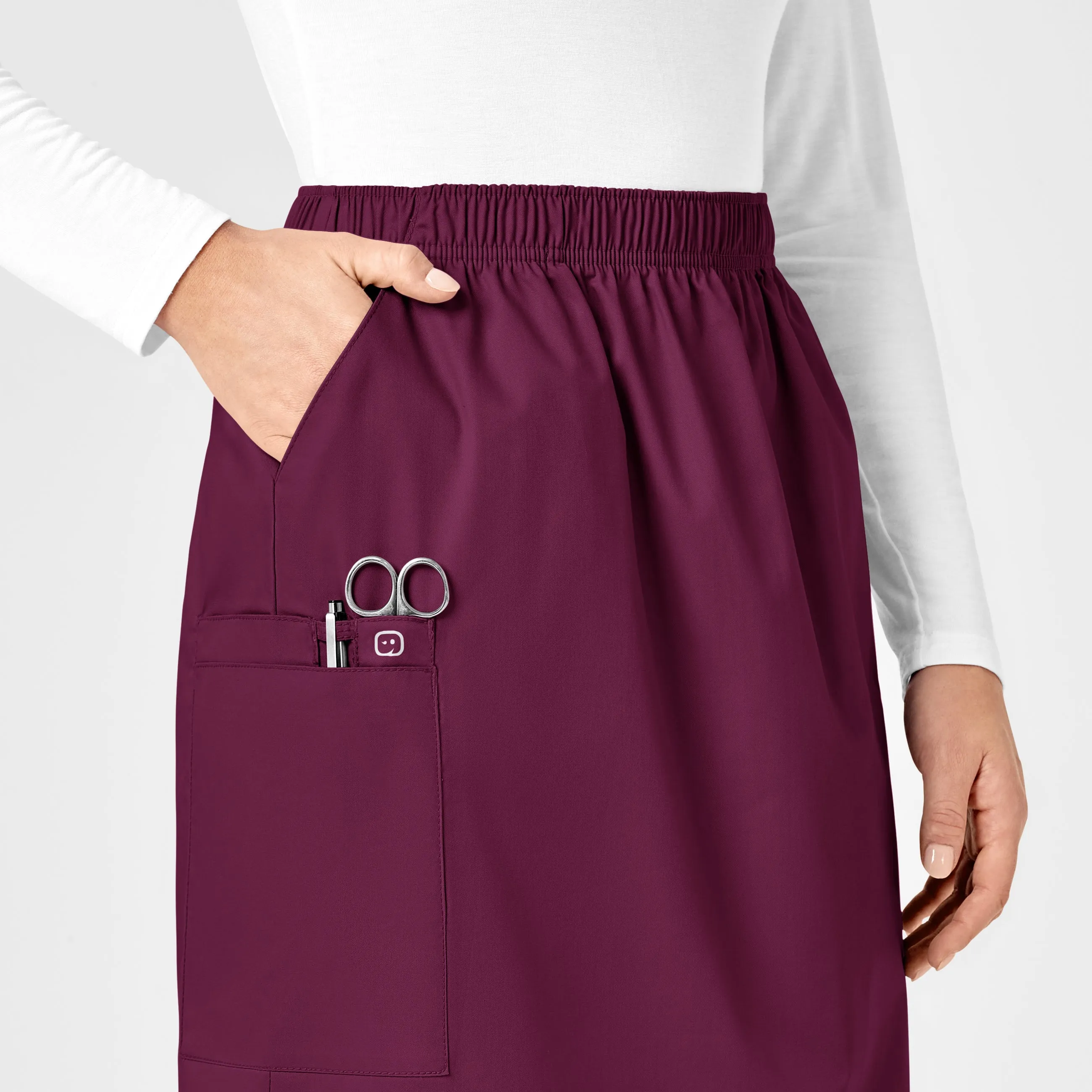 WonderWORK Women's Pull On Cargo Scrub Skirt - Wine