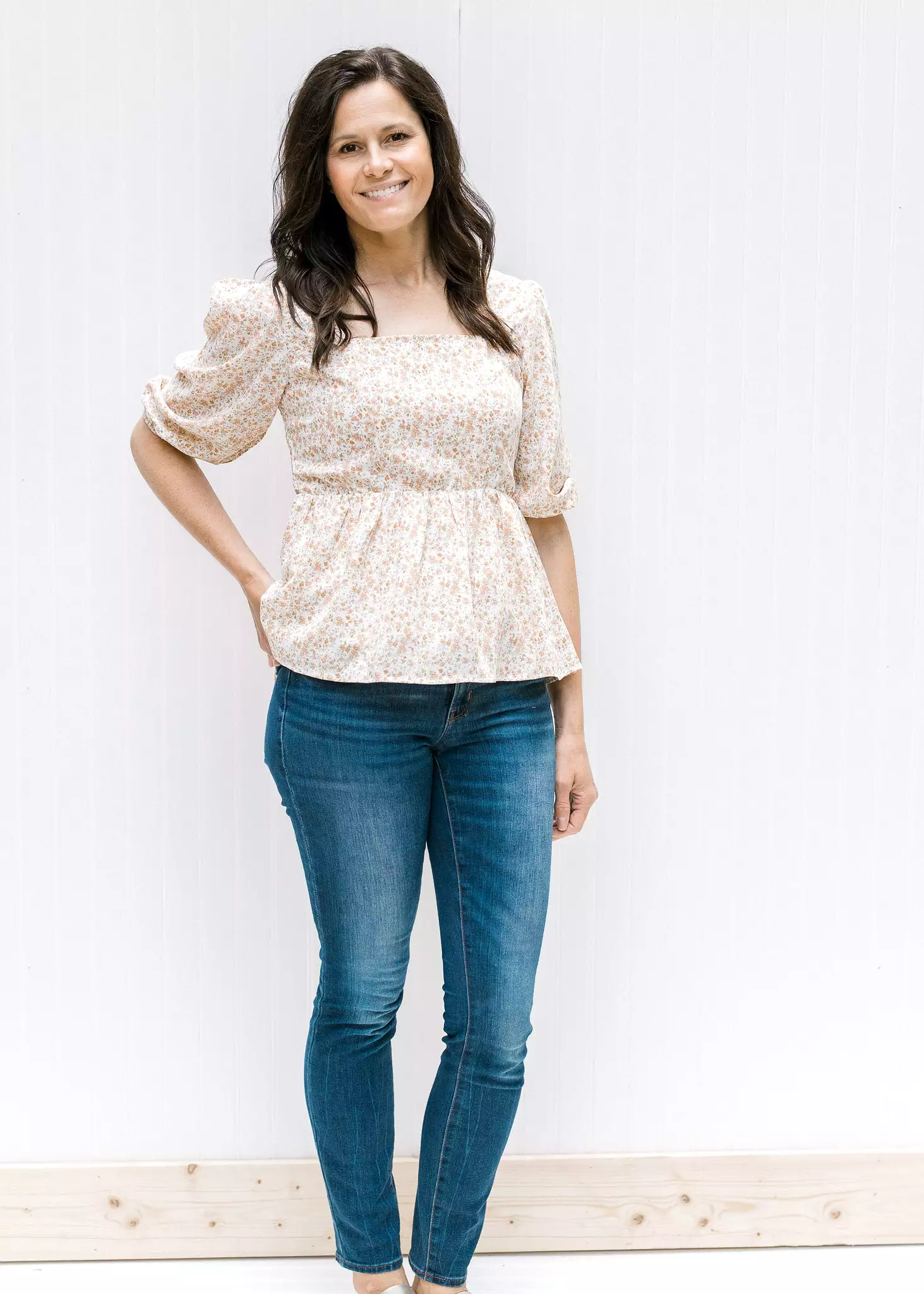 X Camel Ditsy Floral Top