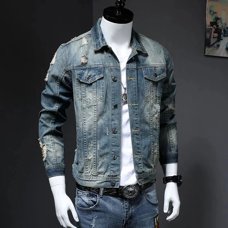 Xituodai 2024 Spring and Autumn New Fashion Trend Retro Large Size Coat Men's Casual Loose Comfortable High Quality Denim Jacket