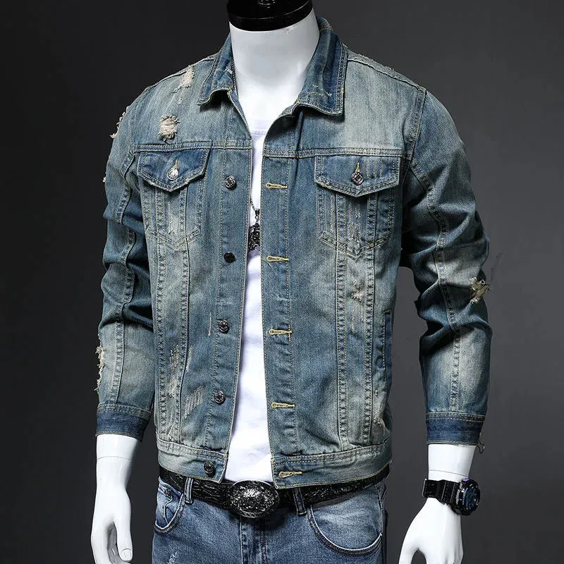 Xituodai 2024 Spring and Autumn New Fashion Trend Retro Large Size Coat Men's Casual Loose Comfortable High Quality Denim Jacket