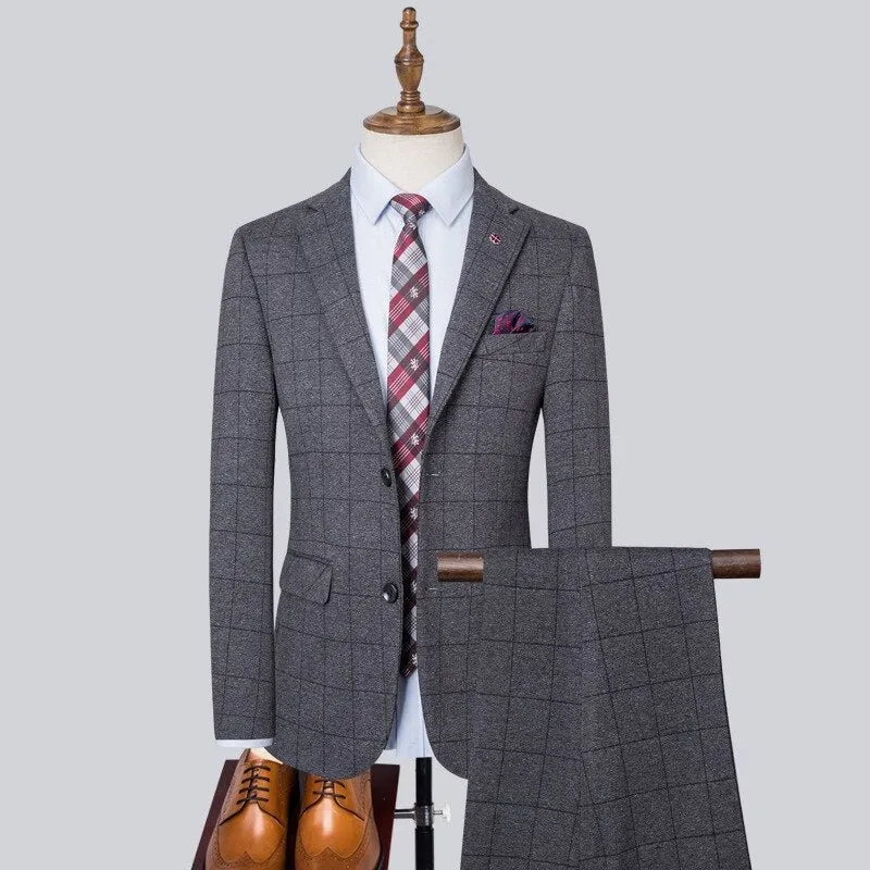 Xituodai (Blazers+Pants+Vest) Sets Spring Autumn New Fashion Lapel Suits  Men's Casual Business Plaid 3 Piece Suit Jacket Coat T