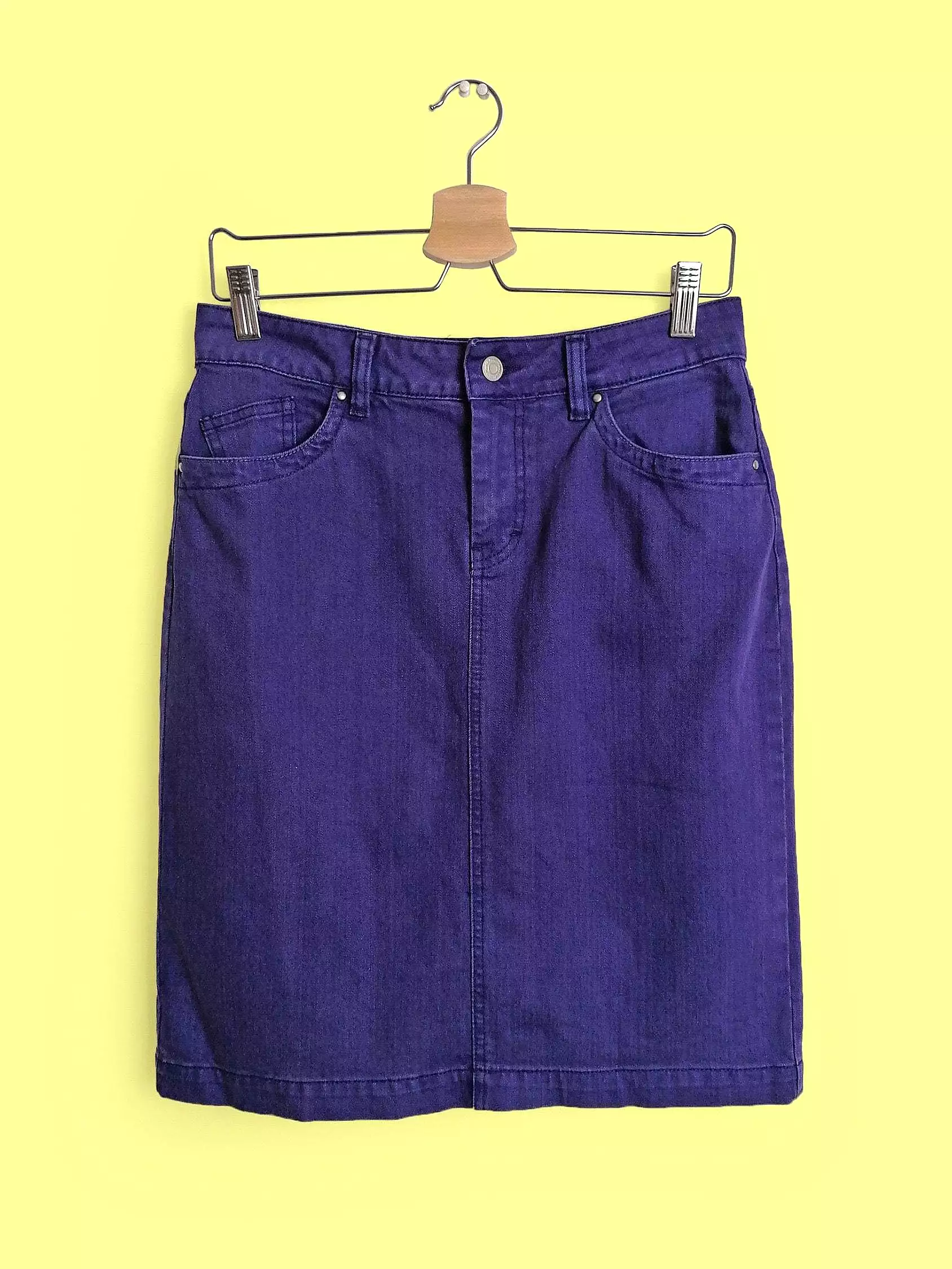 Y2K Purple Denim Pencil Skirt - size M - UK 12